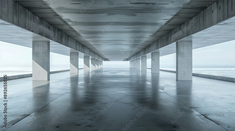 3d render of abstract futuristic architecture with empty concrete floor. Scene for car presentation 3d render of abstract futuristic architecture with empty concrete floor. Scene for car presentation