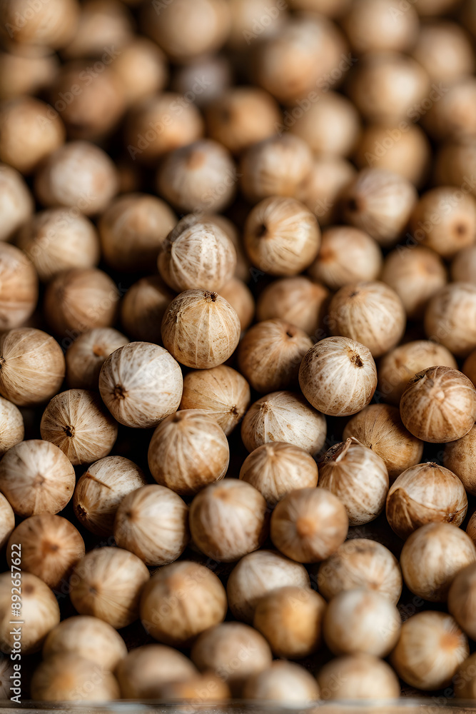 Macro shot of coriander seeds background. Top view
Macro shot of coriander seeds background. Top view