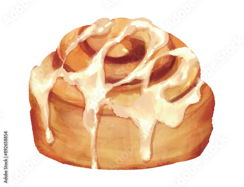 シナモンロール 水彩 手描きイラスト