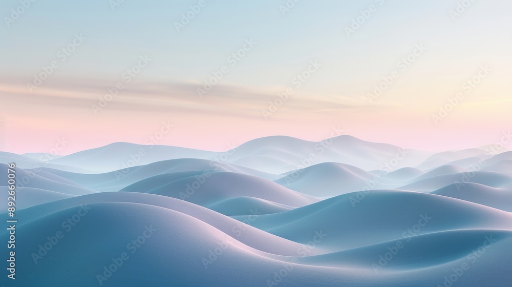 A beautiful, serene landscape of snow-covered mountains and hills A beautiful, serene landscape of snow-covered mountains and hills