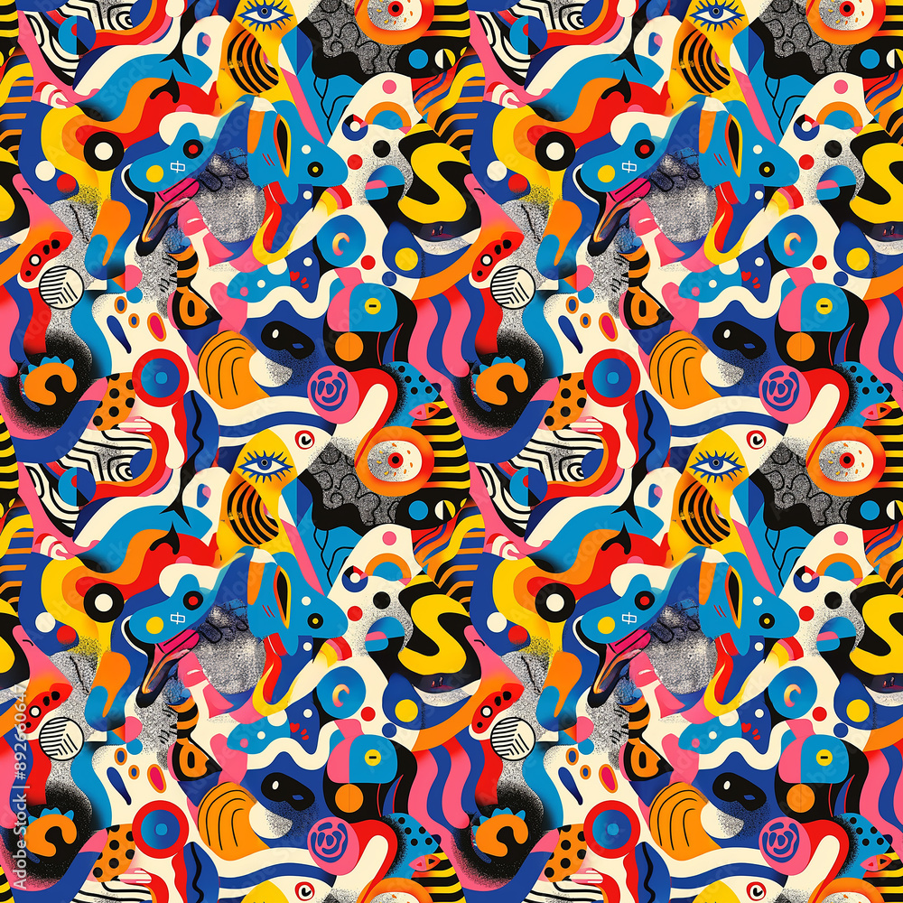 Abstract colorful geometric pattern with eye motifs Abstract colorful geometric pattern with eye motifs