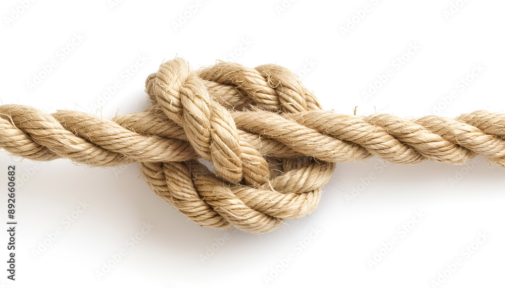 Cotton rope with knot on white background Cotton rope with knot on white background