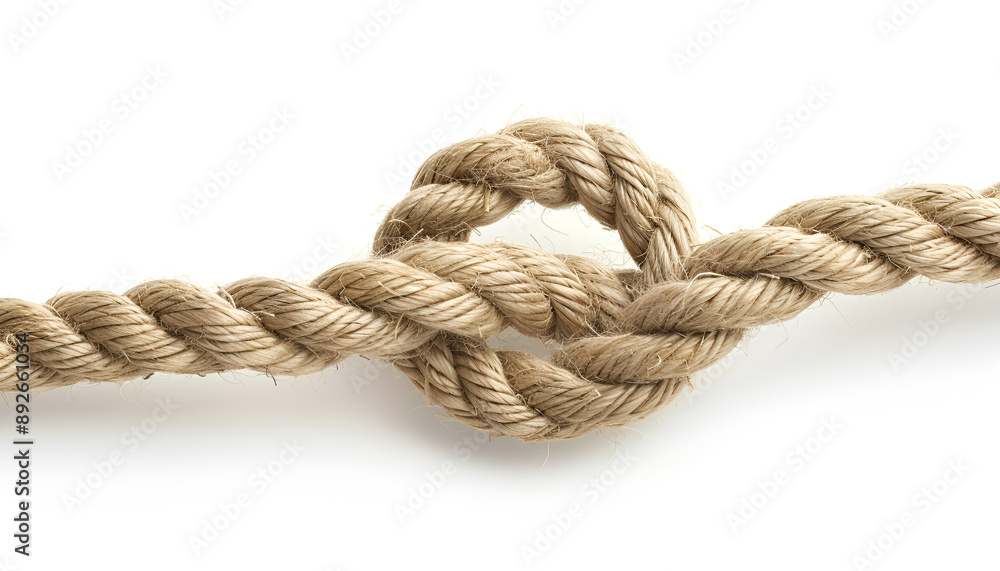 Cotton rope with knot on white background Cotton rope with knot on white background