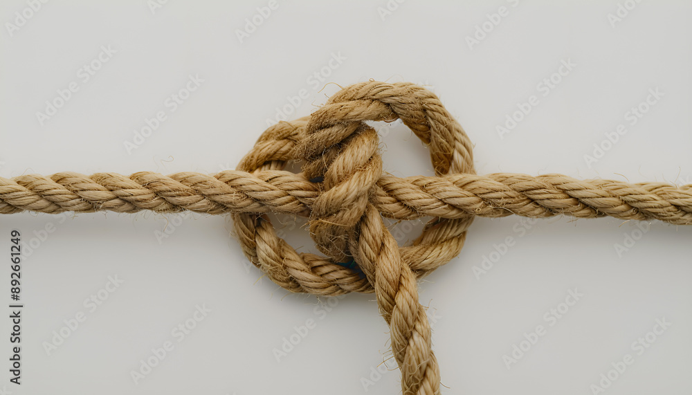 Cotton rope with knot on white background Cotton rope with knot on white background