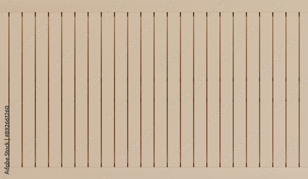 Naklejka premium A wooden fence with brown stripes. 3d rendering.