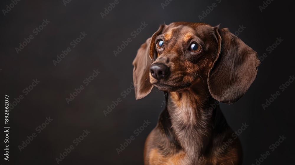 Dog portrait of a dachshund sitting obediently for a photo. Dog portrait of a dachshund sitting obediently for a photo.
