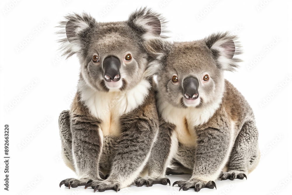 Fototapeta premium Two Koala bears isolated on white background.