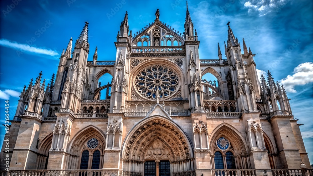 Obraz premium Gothic Cathedral: A Symphony of Stone and Intricate Design Generative AI-generated