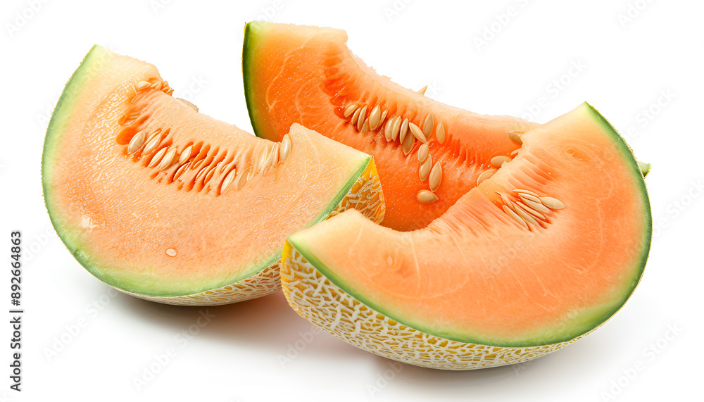 Cut tasty ripe melons on white background Cut tasty ripe melons on white background