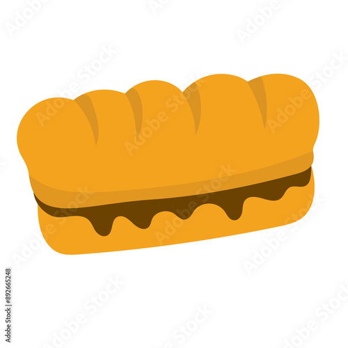 Gambar roti gembong vector illustration, isolated on white background, roti gembul bread clip art image,  indonesian snack bread