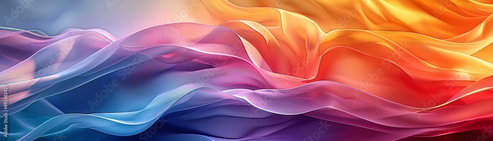 Fototapeta premium Abstract background with flowing colorful fabric, vibrant and ethereal.