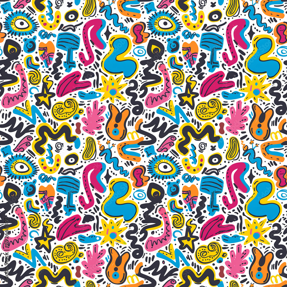 Abstract colorful hand drawn doodle pattern design Abstract colorful hand drawn doodle pattern design