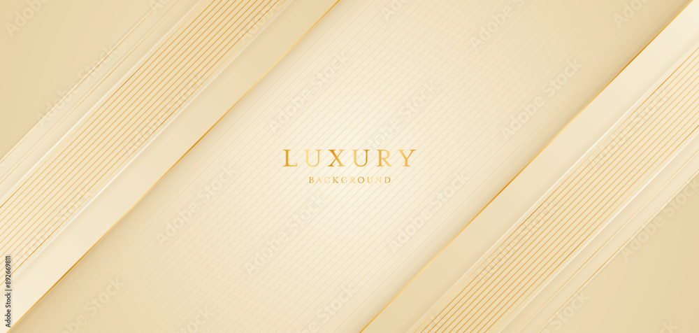 Obraz premium Cream background with elegant golden lines, use for template or cover. Elegant premium cream background. vector illustration