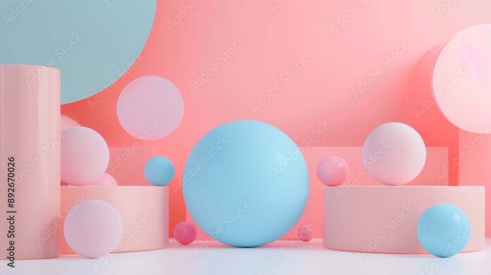 A colorful display of round objects, including a blue ball A colorful display of round objects, including a blue ball