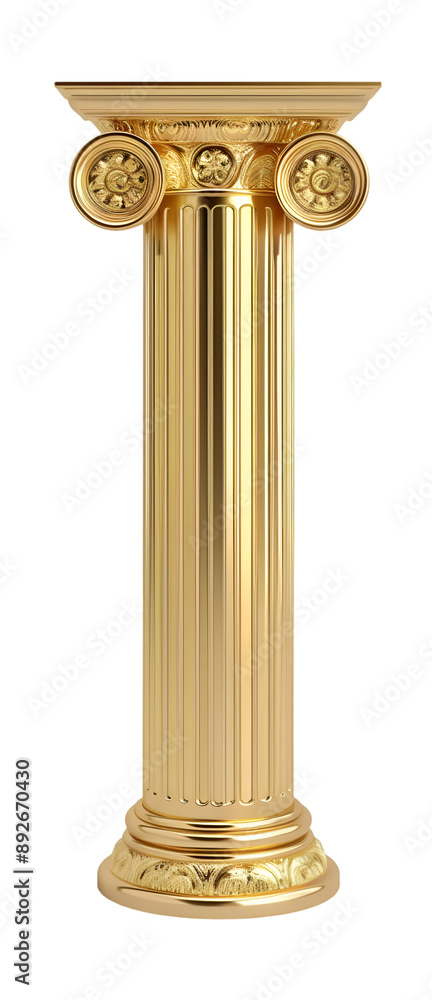 Luxurious Greek-Style Marble Column with Golden Capital Ideal for Classic and Opulent Decor Luxurious Greek-Style Marble Column with Golden Capital Ideal for Classic and Opulent Decor
