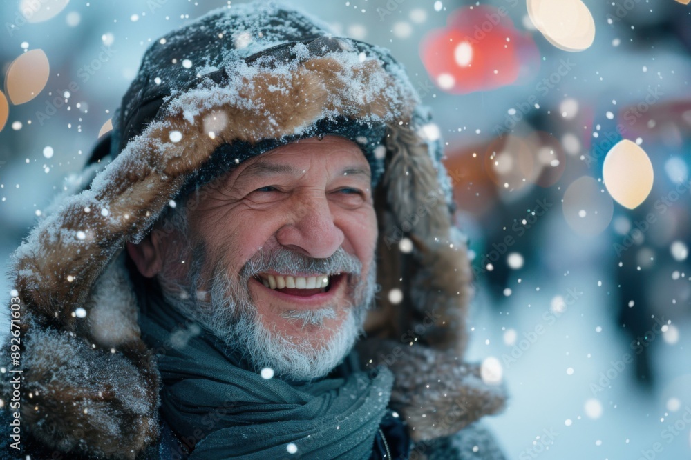 Smiling Senior Man in Warm Winter Clothing - Happy Winter Holiday Concept for Marketing, Travel and Lifestyle Smiling Senior Man in Warm Winter Clothing - Happy Winter Holiday Concept for Marketing, Travel and Lifestyle