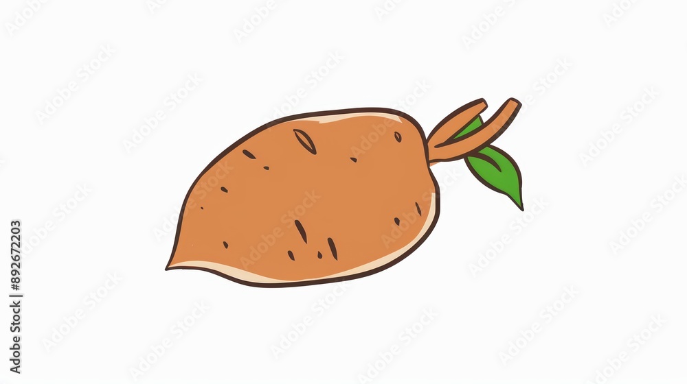 A simple illustration of a sweet potato, with only one in the middle, is a symbol of art. Dynamic on a clean white background. A simple illustration of a sweet potato, with only one in the middle, is a symbol of art. Dynamic on a clean white background.
