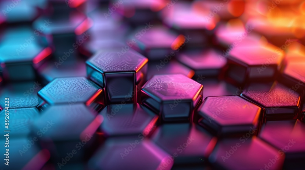 Fototapeta premium Abstract background of colorful hexagonal shapes.