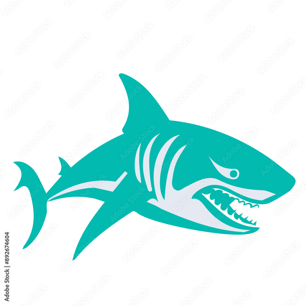Fototapeta premium shark animal vector, logo, vector illustration, abstract, art, 3d rendering, silhouette