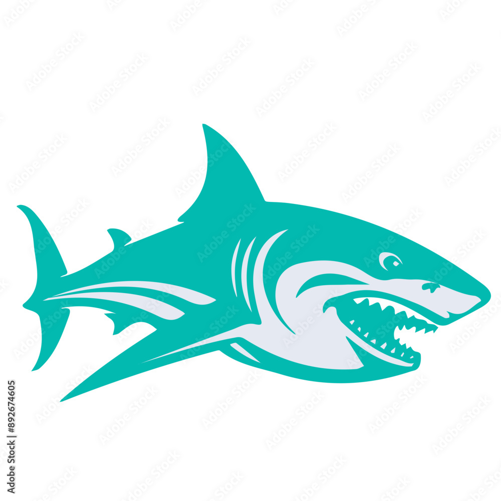 Fototapeta premium shark animal vector, logo, vector illustration, abstract, art, 3d rendering, silhouette