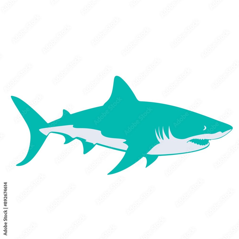 Obraz premium shark animal vector, logo, vector illustration, abstract, art, 3d rendering, silhouette