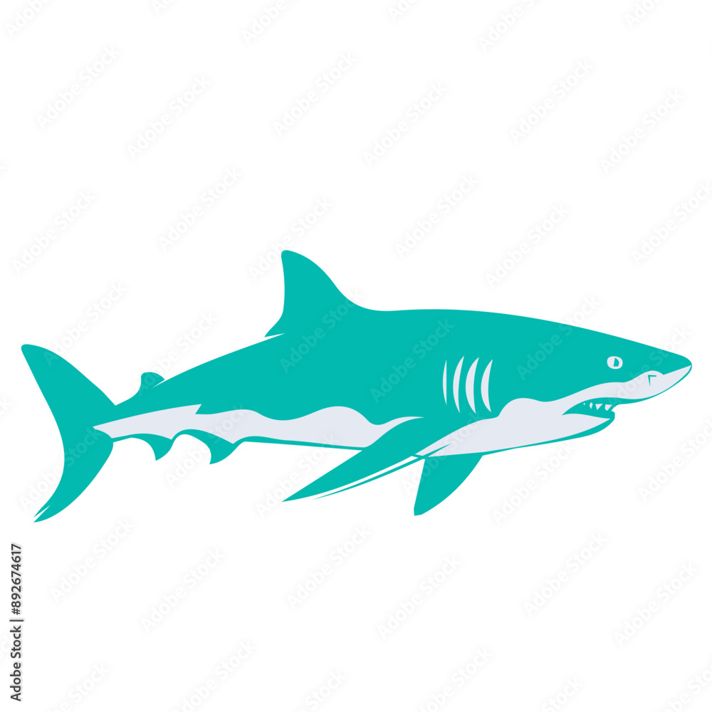 Obraz premium shark animal vector, logo, vector illustration, abstract, art, 3d rendering, silhouette