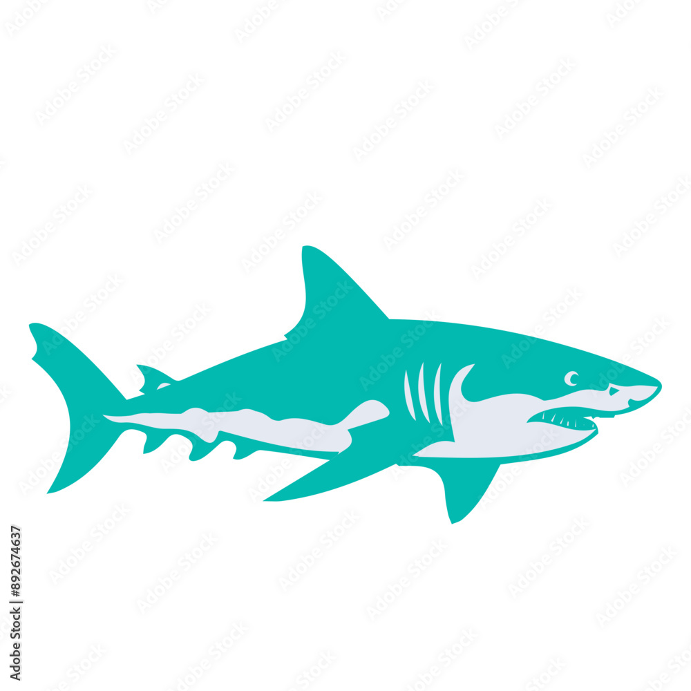 Fototapeta premium shark animal vector, logo, vector illustration, abstract, art, 3d rendering, silhouette