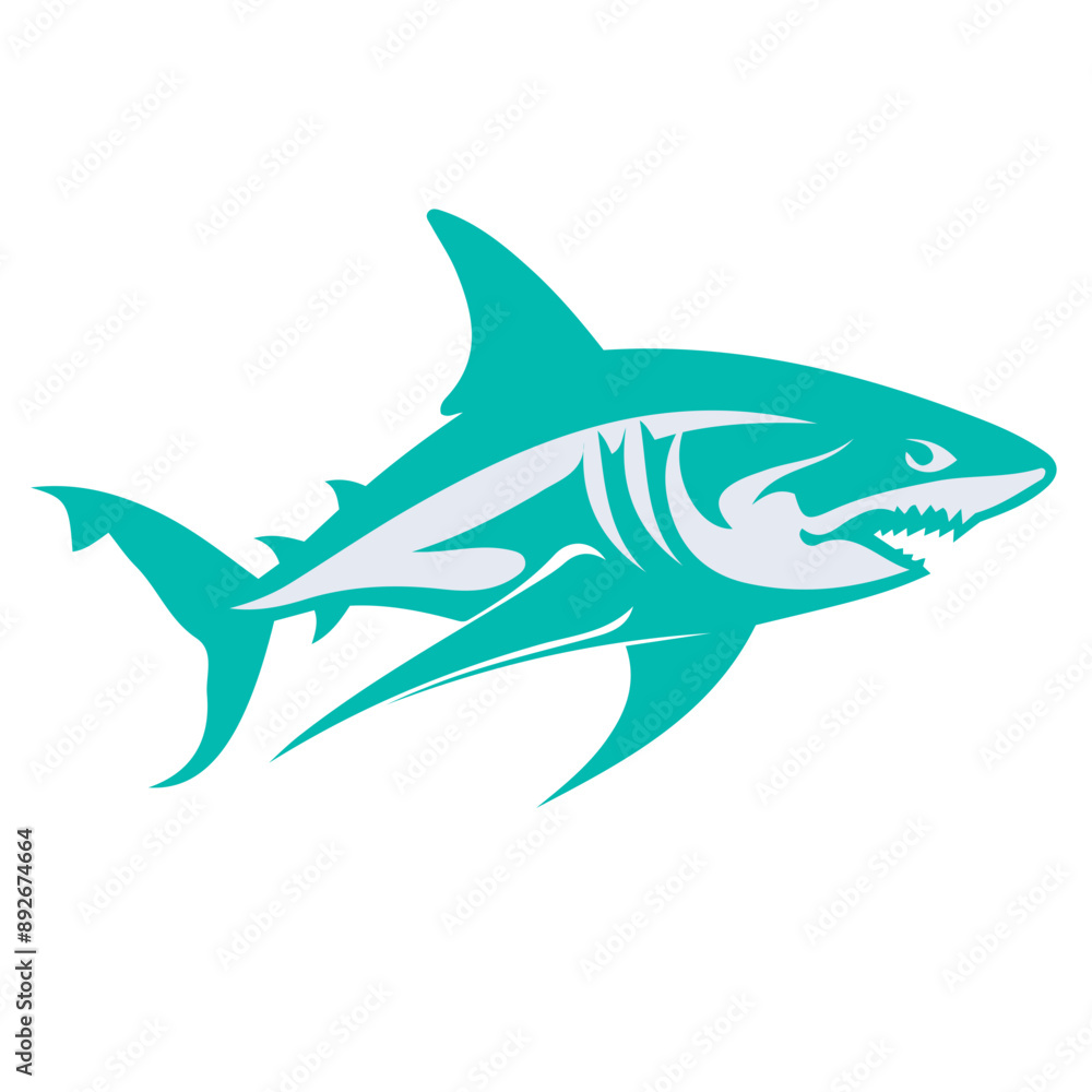 Obraz premium shark animal vector, logo, vector illustration, abstract, art, 3d rendering, silhouette