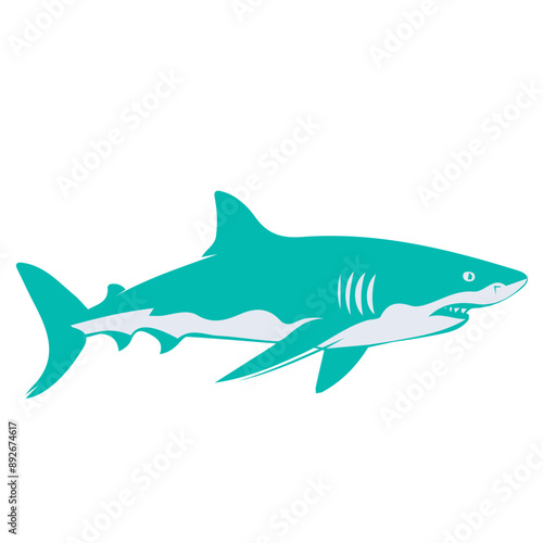 shark animal vector, logo, vector illustration, abstract, art, 3d rendering, silhouette © Samsul