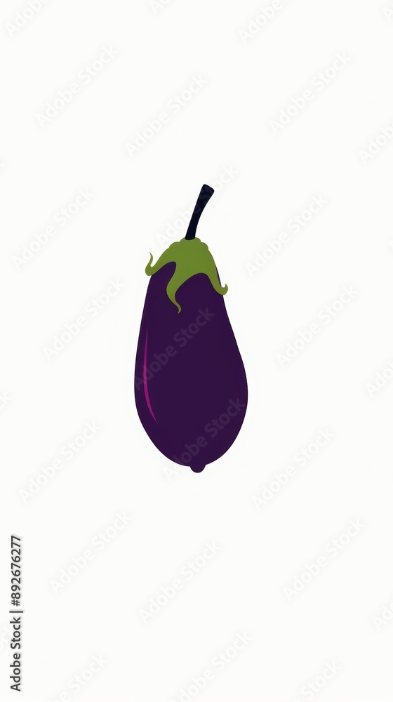 Obraz premium A simple illustration of an eggplant, with only one eggplant in the middle of the image, is a symbol of art. Dynamic on a clean white background.