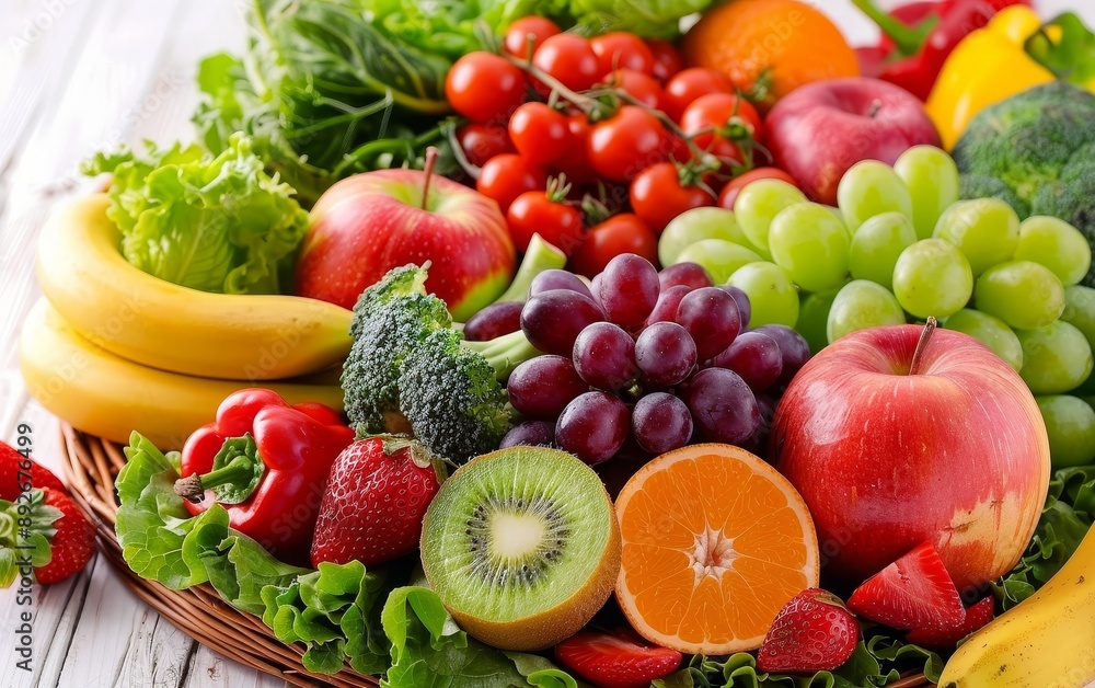 HighFiber Diet Eat plenty of fruits, vegetables, and whole grains, aiding digestion and satiety, concept HighFiber Diet Eat plenty of fruits, vegetables, and whole grains, aiding digestion and satiety, concept