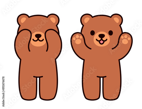 Cute cartoon bear playing Peekaboo