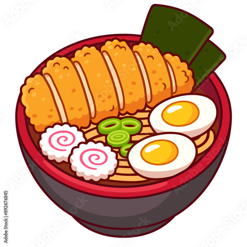 Katsu ramen cartoon drawing