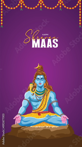 Shravan Month, Celebration of, Maha Shivaratri, with, Shravan Month Story, happy devotees, Traditional Indian Festival, Shraavana Civil Month, Poster, Story, Happy Shravan Month,   photo