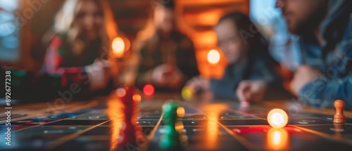 Wallpaper Mural Family playing board games in a cozy cabin, indoor activities, concept Torontodigital.ca