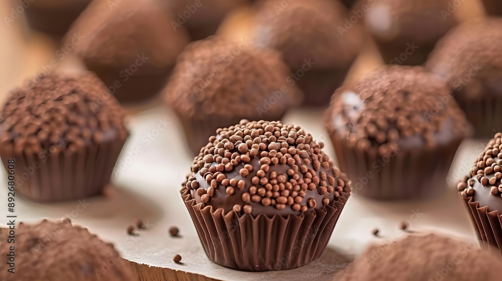 Close-up of a group of delicious chocolate treats covered in sprinkles. Close-up of a group of delicious chocolate treats covered in sprinkles.