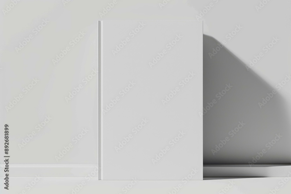 Mockup of a closed book with a white cover casting a shadow in a minimalist setting Mockup of a closed book with a white cover casting a shadow in a minimalist setting