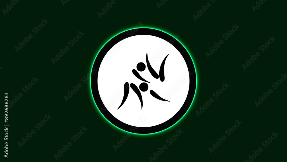 Judo Logo Neon Light Board View Dark Background, Summer Sport Event icon Illustration Abstract image Judo Logo Neon Light Board View Dark Background, Summer Sport Event icon Illustration Abstract image
