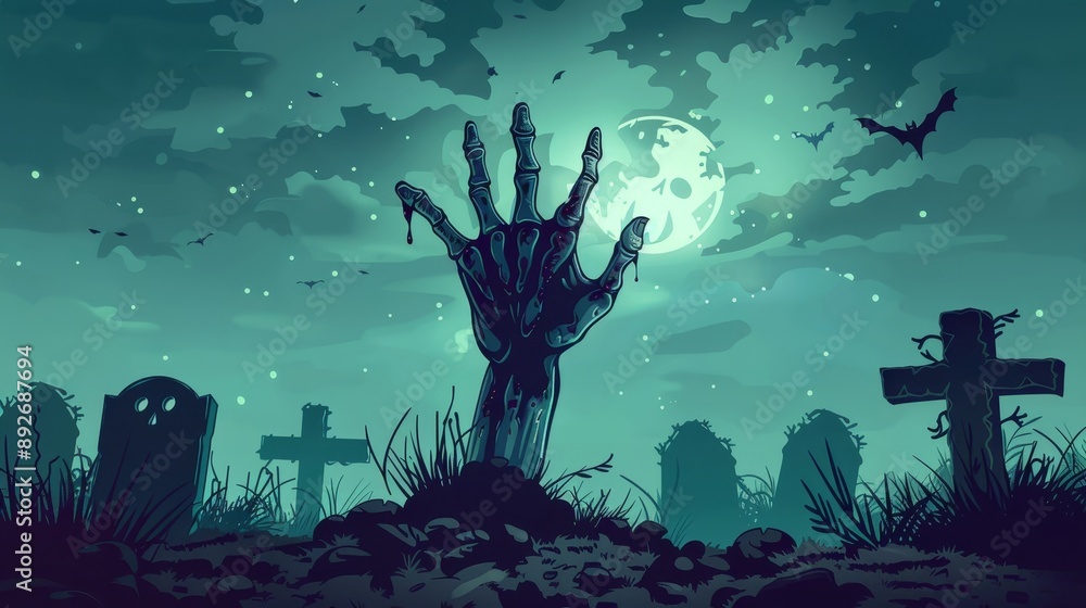 Zombie hand arm go out from cemetery ground grave wallpaper background Zombie hand arm go out from cemetery ground grave wallpaper background