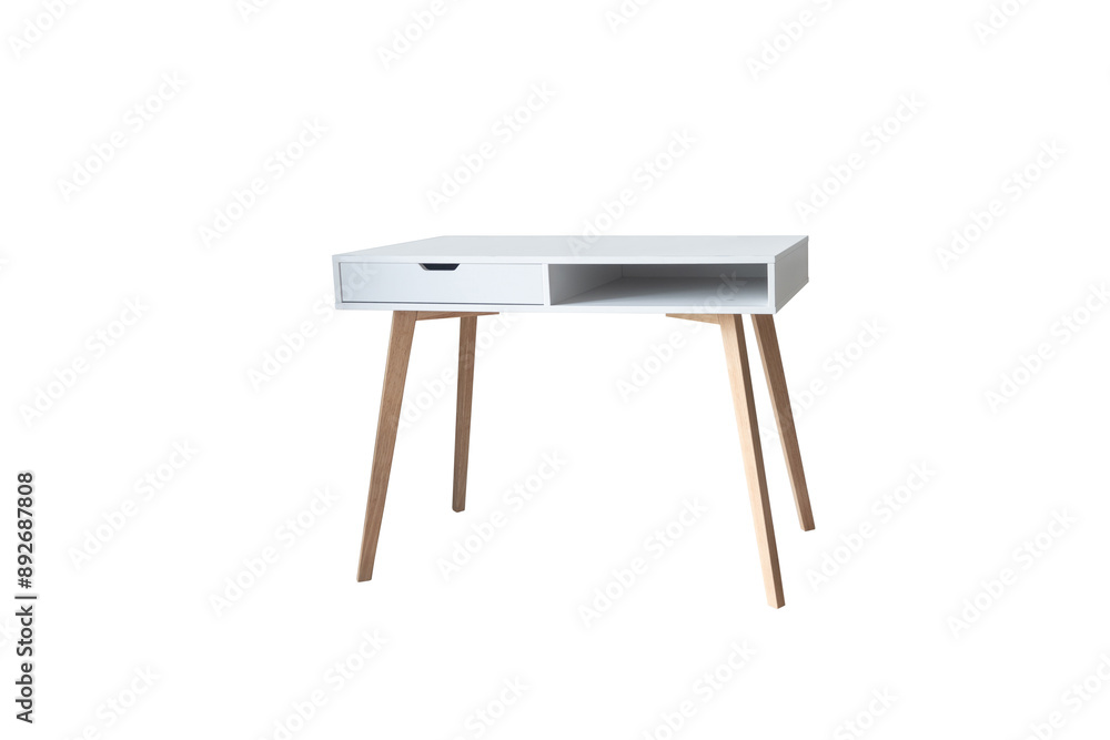 white wooden table with drawer isolated on a white background white wooden table with drawer isolated on a white background