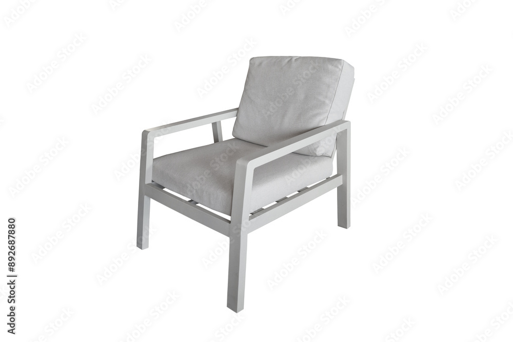 white chair with soft cushions isolated on a white background white chair with soft cushions isolated on a white background