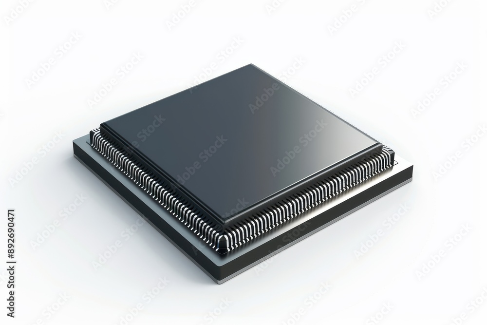 Computer processor on white background, isolated chip, central processing unit, cpu microchip, technology hardware component, electronic device closeup view Computer processor on white background, isolated chip, central processing unit, cpu microchip, technology hardware component, electronic device closeup view