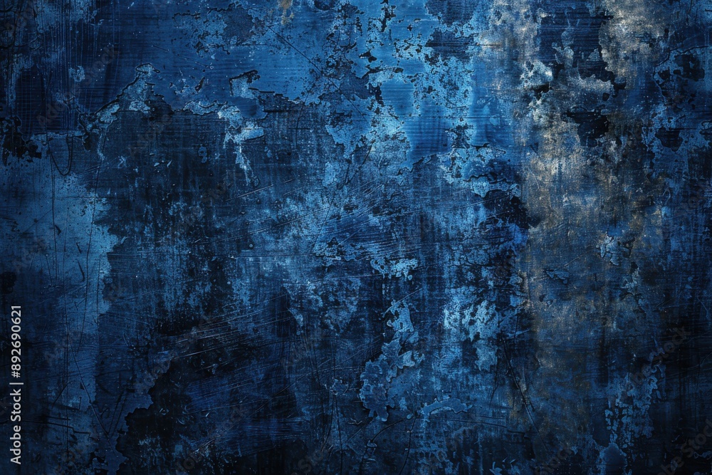 Fototapeta premium Blue grunge concrete wall texture - vintage abstract background. Seamless dark blue grunge wall pattern. Blue abstract textures on concrete background