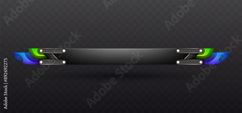 Game Title Lower Third Banner in Metallic Blue and Green for Game UI Designs