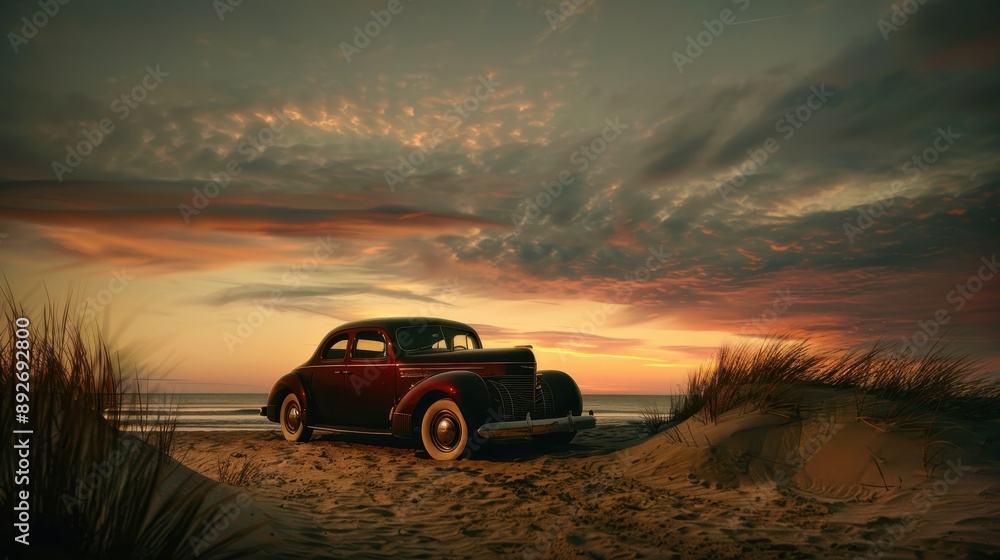 An old car is parked in a field with a cloudy sky in the background. The car appears to be abandoned and is covered in rust. Scene is somewhat melancholic and nostalgic An old car is parked in a field with a cloudy sky in the background. The car appears to be abandoned and is covered in rust. Scene is somewhat melancholic and nostalgic