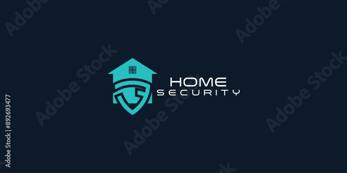 Creative home security logo design with modern style premium vector