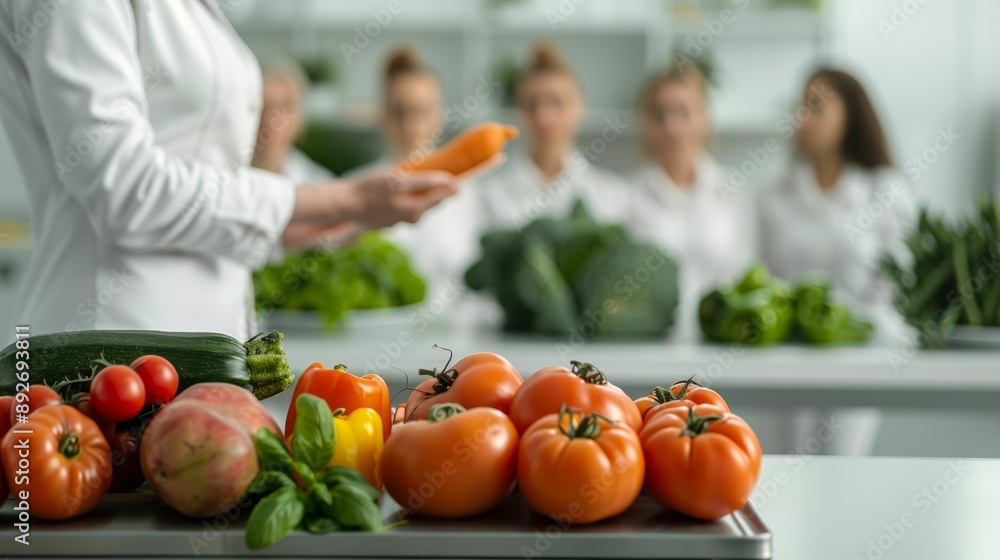 A nutritionist giving a seminar on the benefits of plant-based diets A nutritionist giving a seminar on the benefits of plant-based diets