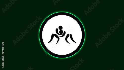 Tableau sur toile Wrestling Greco-Roman logo neon light board view dark background, summer sport e
