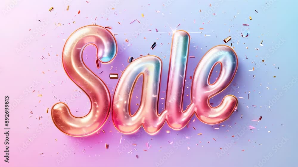 Glittery pink and blue text reading Sale set against vibrant gradient background with colorful confetti. ideal for retail promotions, marketing materials, and event announcements. Glittery pink and blue text reading Sale set against vibrant gradient background with colorful confetti. ideal for retail promotions, marketing materials, and event announcements.
