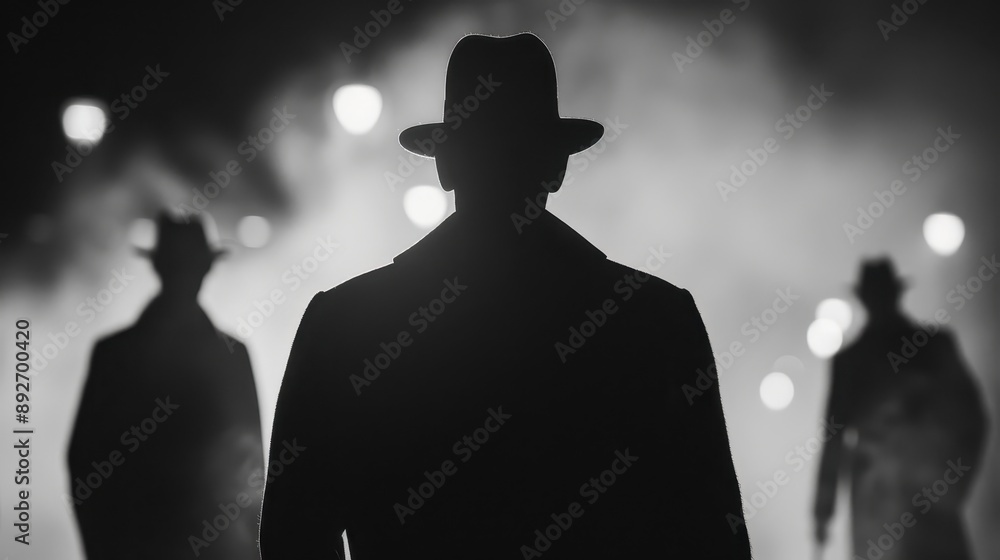 Two men walking in the rain, one wearing a hat. Scene is somber and melancholic Two men walking in the rain, one wearing a hat. Scene is somber and melancholic